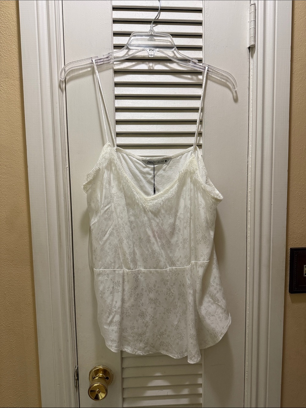 ZARA White Floral Lace-Trim Cami Top - Women